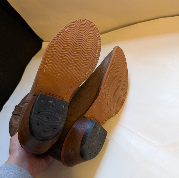 Boulet Brown Leather Cowboy Boots Size 9.5 In VGUC - Picture 12 of 14